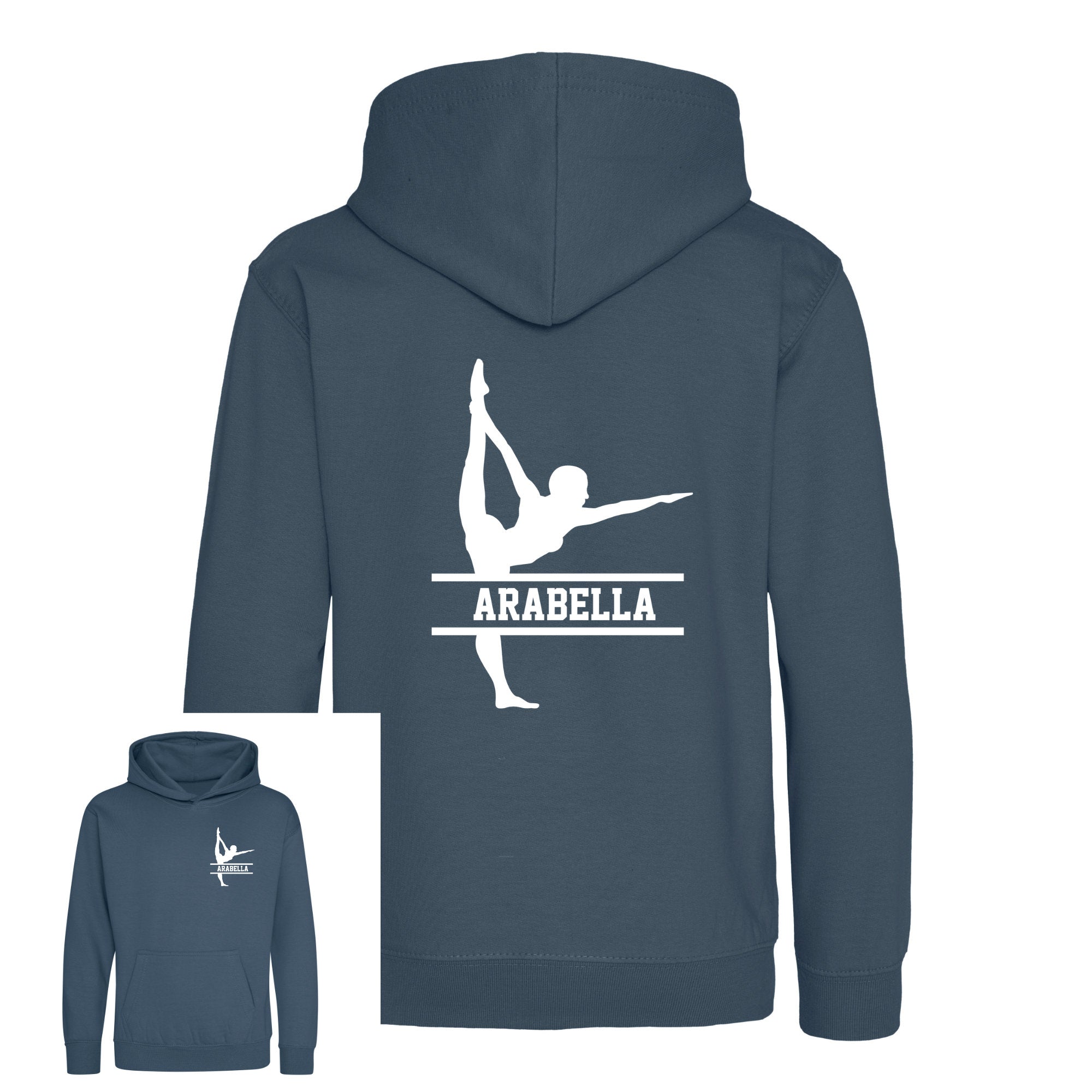 Personalised Gymnast Dance Kids Hoodie - Custom Name Front & Back
