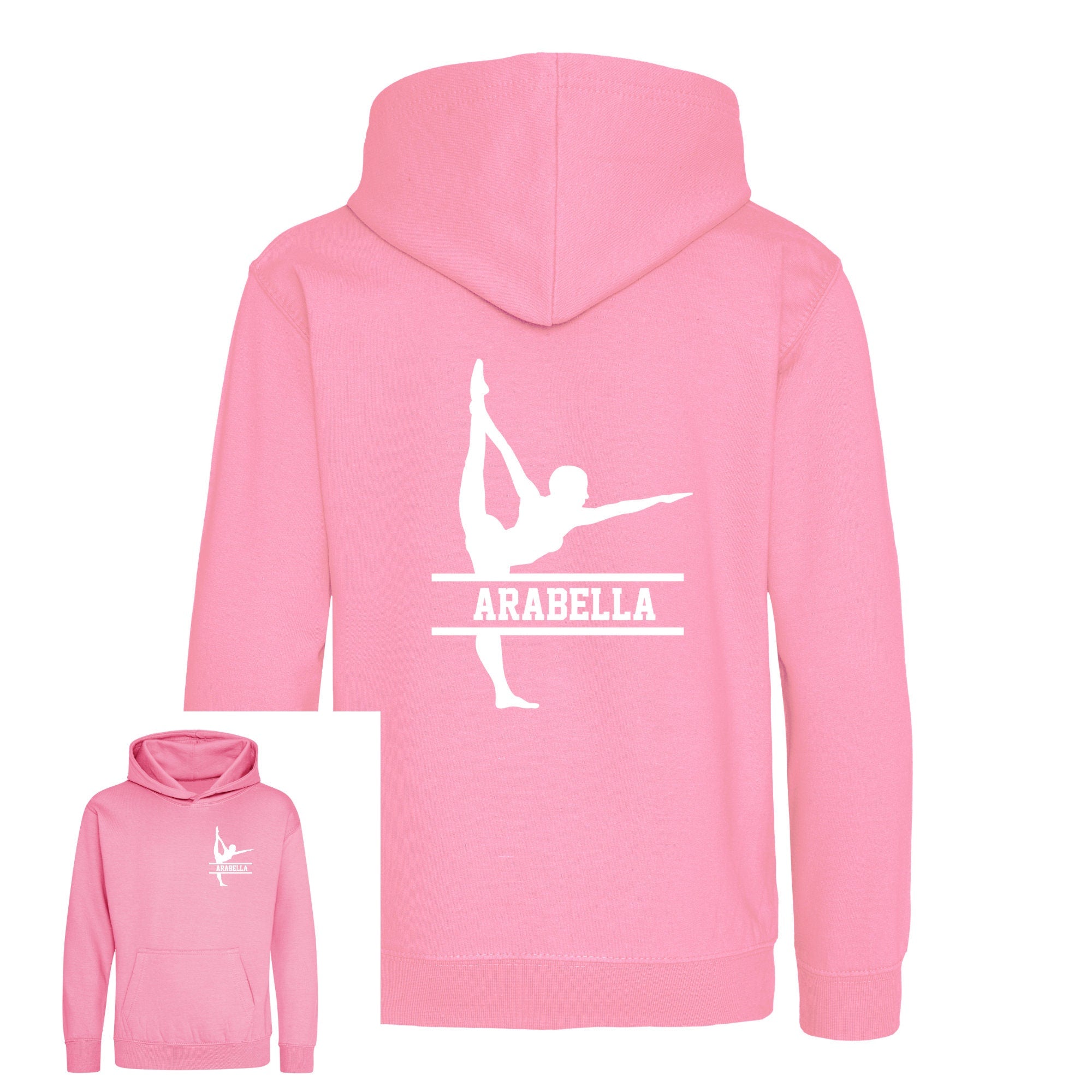 Personalised Gymnast Dance Kids Hoodie - Custom Name Front & Back
