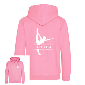 Personalised Gymnast Dance Kids Hoodie - Custom Name Front & Back
