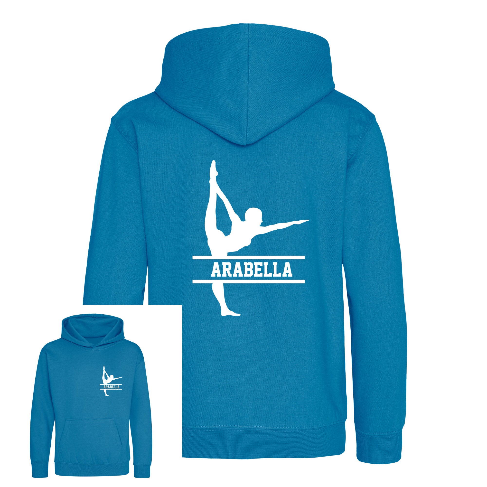 Personalised Gymnast Dance Kids Hoodie - Custom Name Front & Back