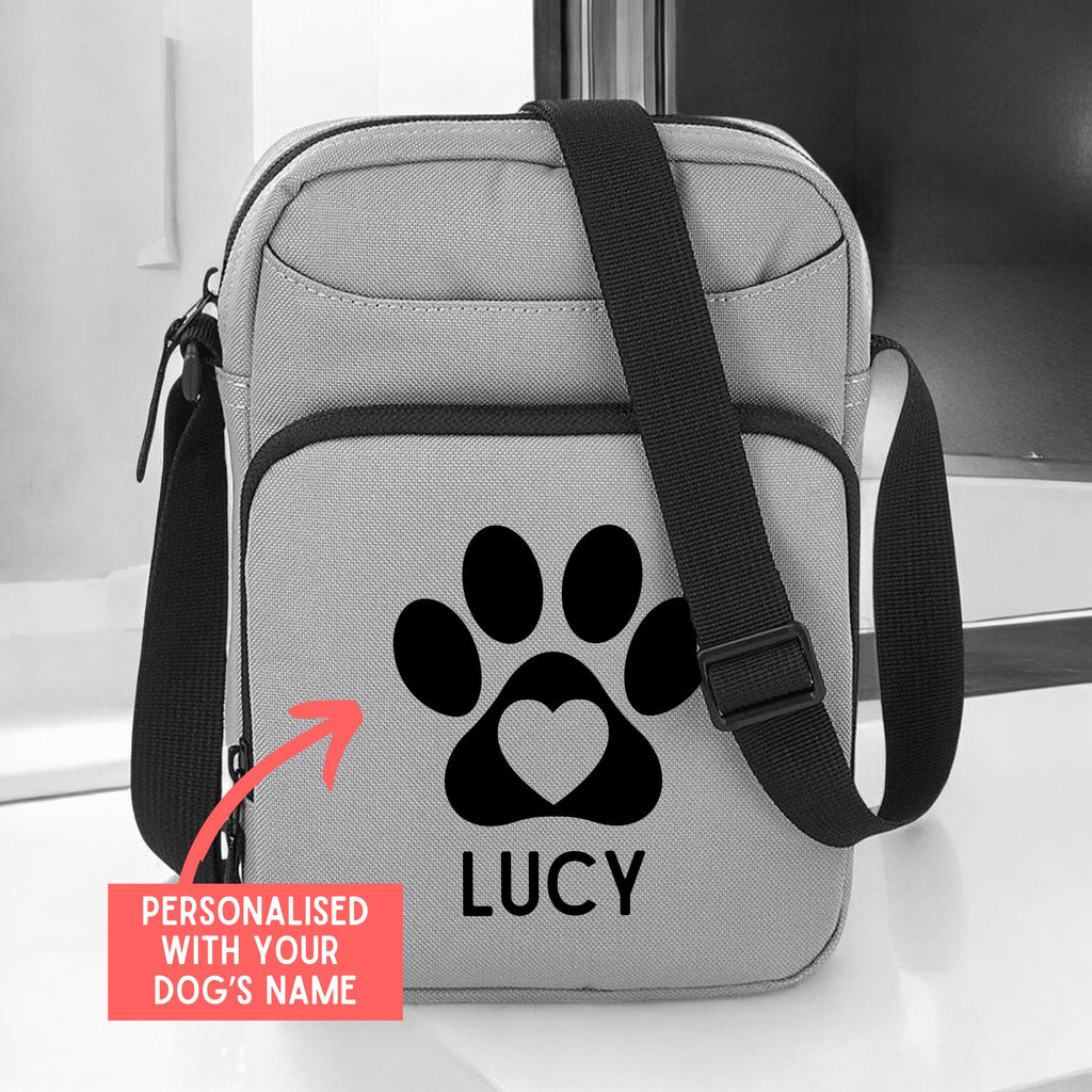 a bag with a dog&#39;s name on it