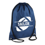 Load image into Gallery viewer, Personalised Name Drawstring American Football Bag SPLIT Design
