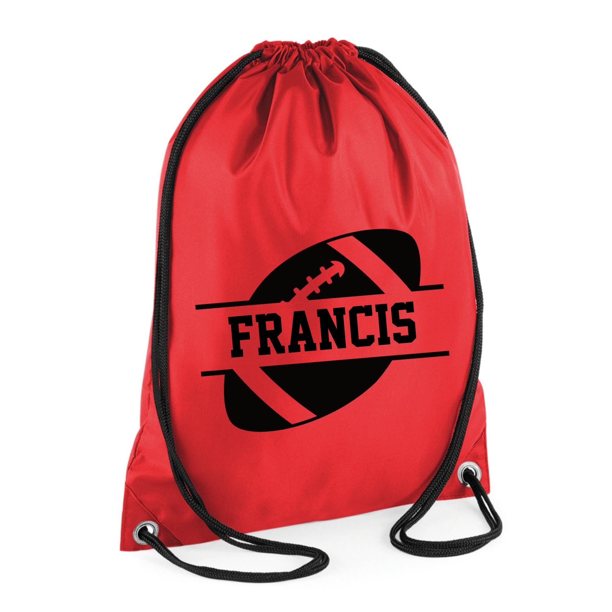 Personalised Name Drawstring American Football Bag SPLIT Design