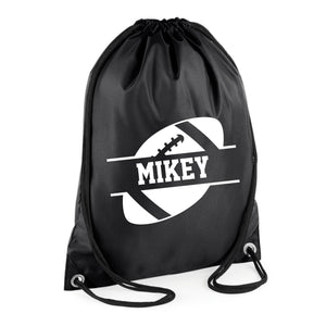 Personalised Name Drawstring American Football Bag SPLIT Design