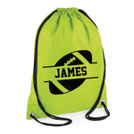 Load image into Gallery viewer, Personalised Name Drawstring American Football Bag SPLIT Design
