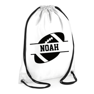 Personalised Name Drawstring American Football Bag SPLIT Design
