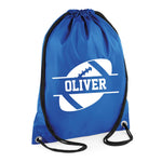 Load image into Gallery viewer, Personalised Name Drawstring American Football Bag SPLIT Design
