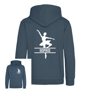 Personalised Ballerina Kids Hoodie - Custom Name Front & Back