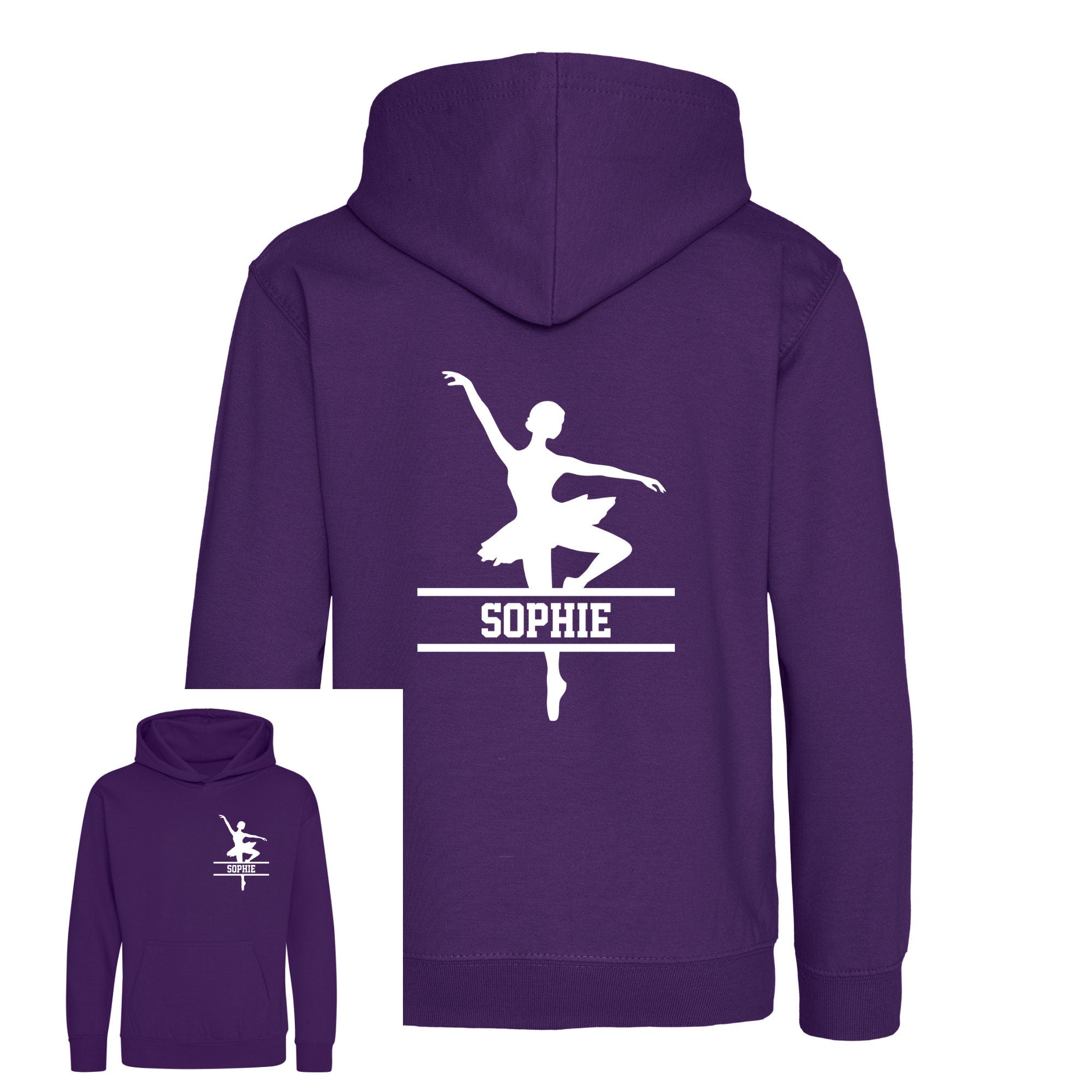 Personalised Ballerina Kids Hoodie - Custom Name Front & Back