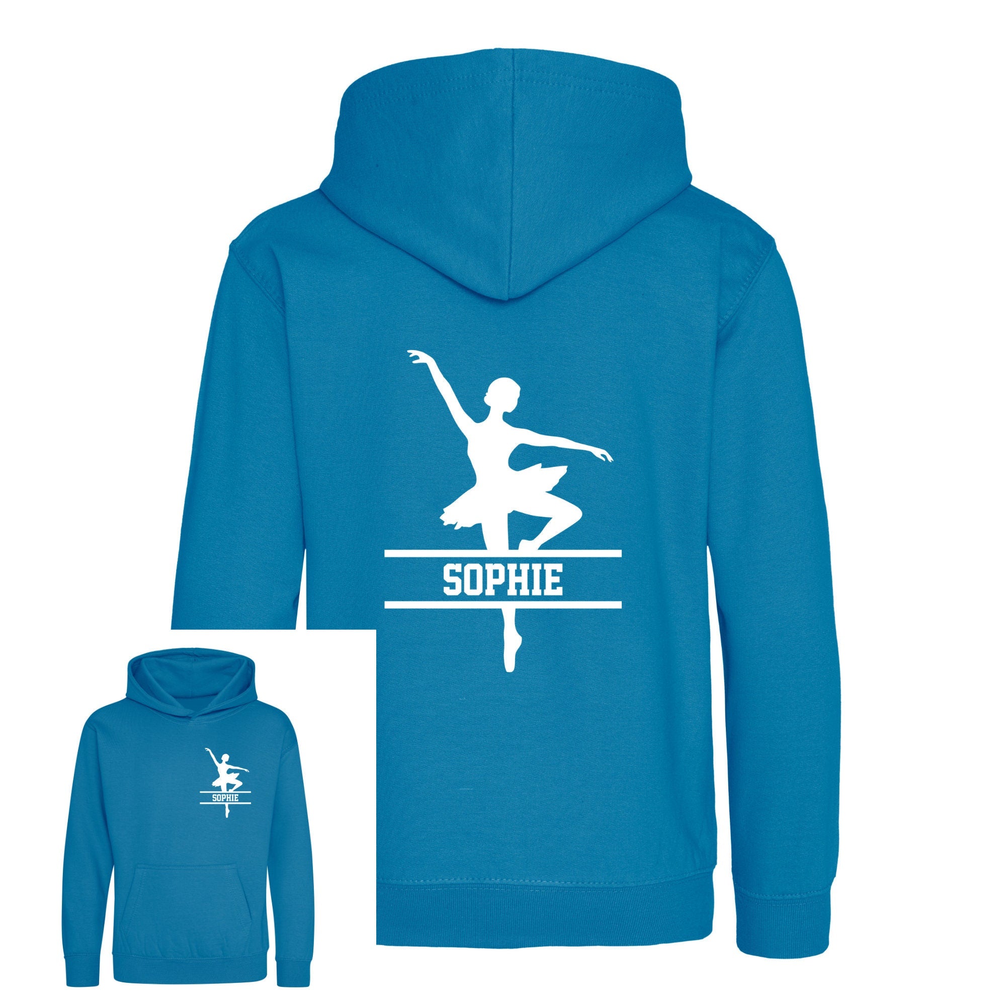 Personalised Ballerina Kids Hoodie - Custom Name Front & Back