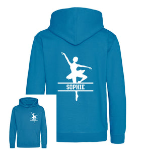Personalised Ballerina Kids Hoodie - Custom Name Front & Back