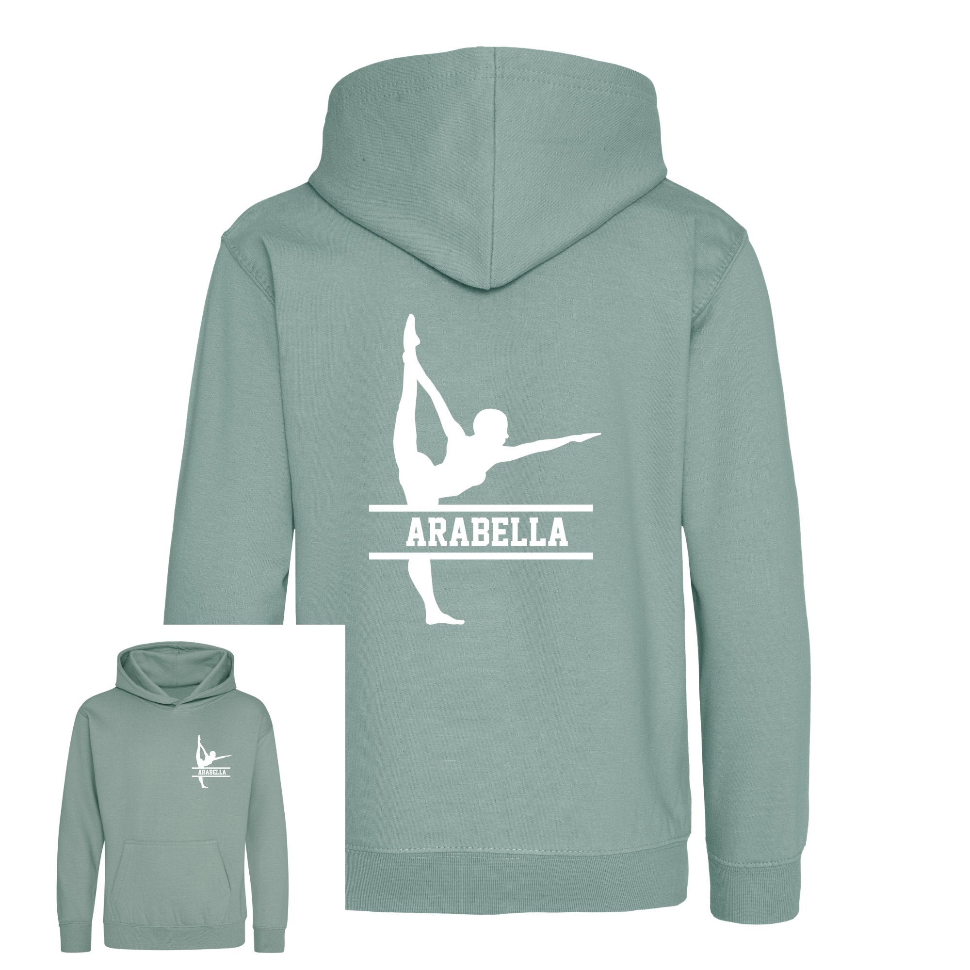 Personalised Gymnast Dance Kids Hoodie - Custom Name Front & Back