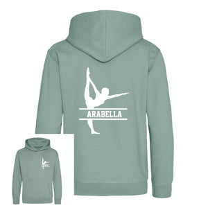 Personalised Gymnast Dance Kids Hoodie - Custom Name Front & Back