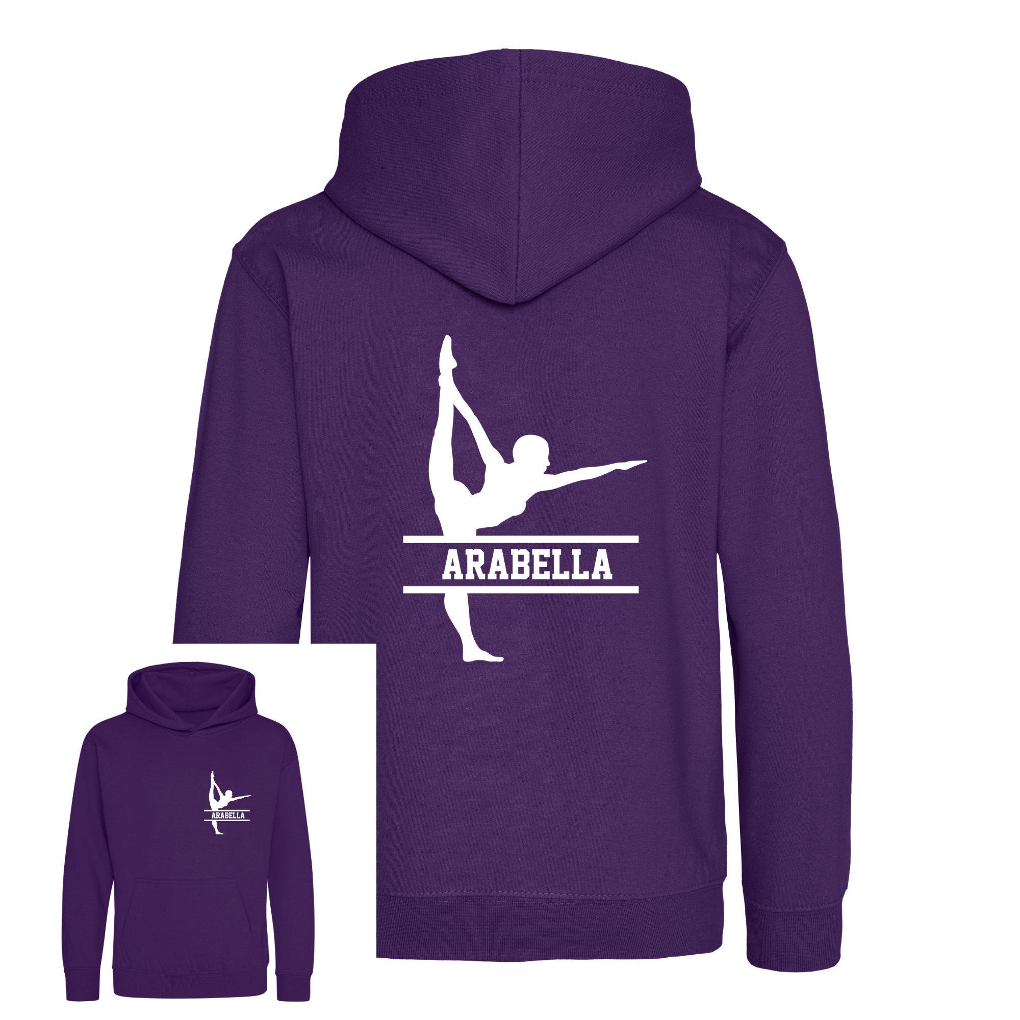 Personalised Gymnast Dance Kids Hoodie - Custom Name Front & Back
