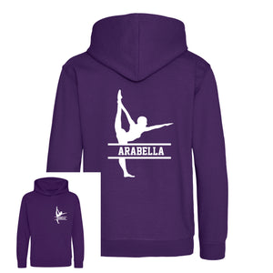 Personalised Gymnast Dance Kids Hoodie - Custom Name Front & Back