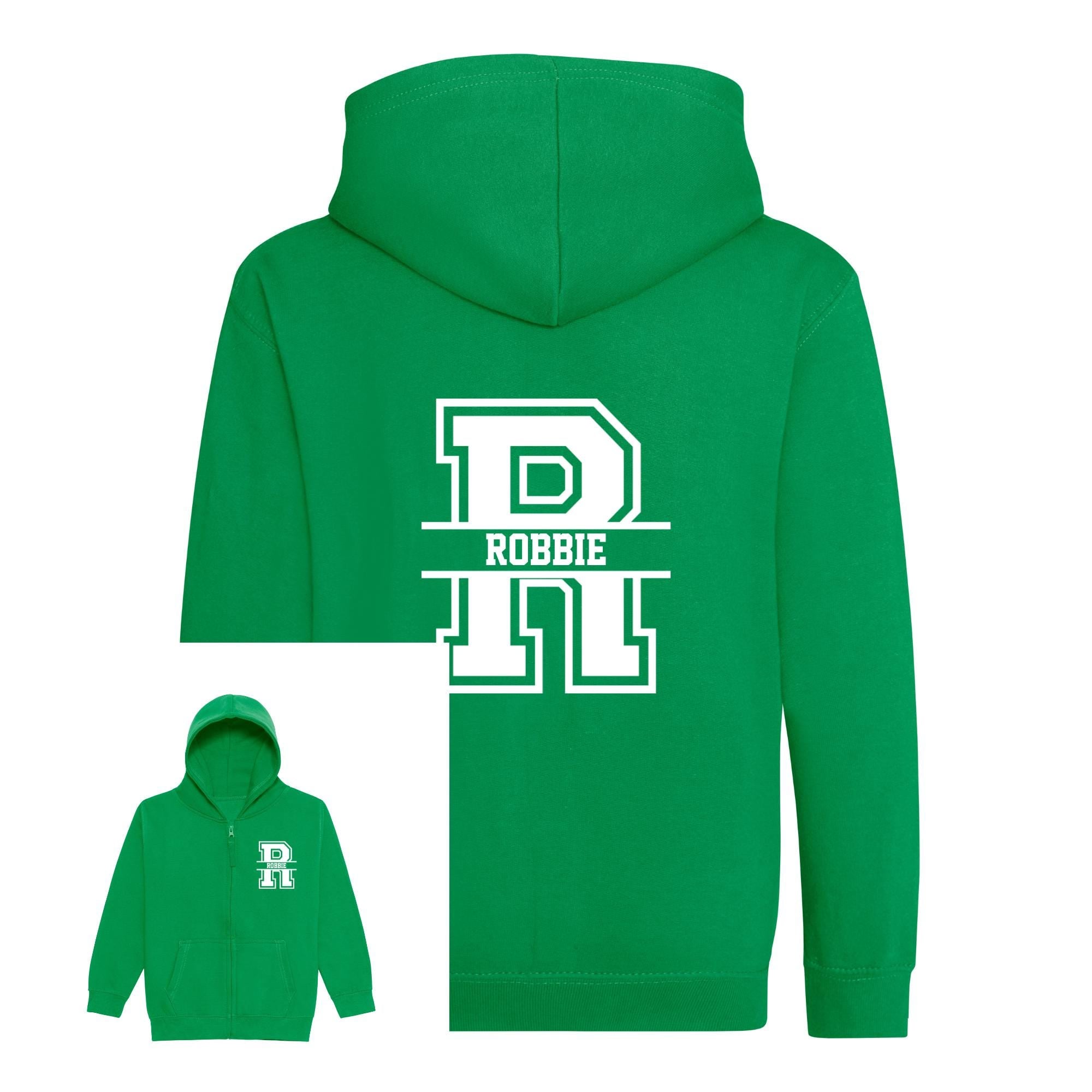 Kids Personalised Zip Up Hoodie with Name & Initial