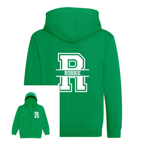 Kids Personalised Zip Up Hoodie with Name & Initial