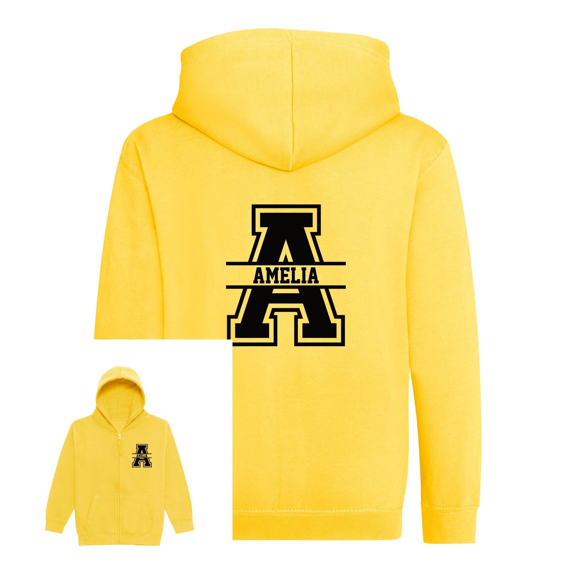 Kids Personalised Zip Up Hoodie with Name & Initial