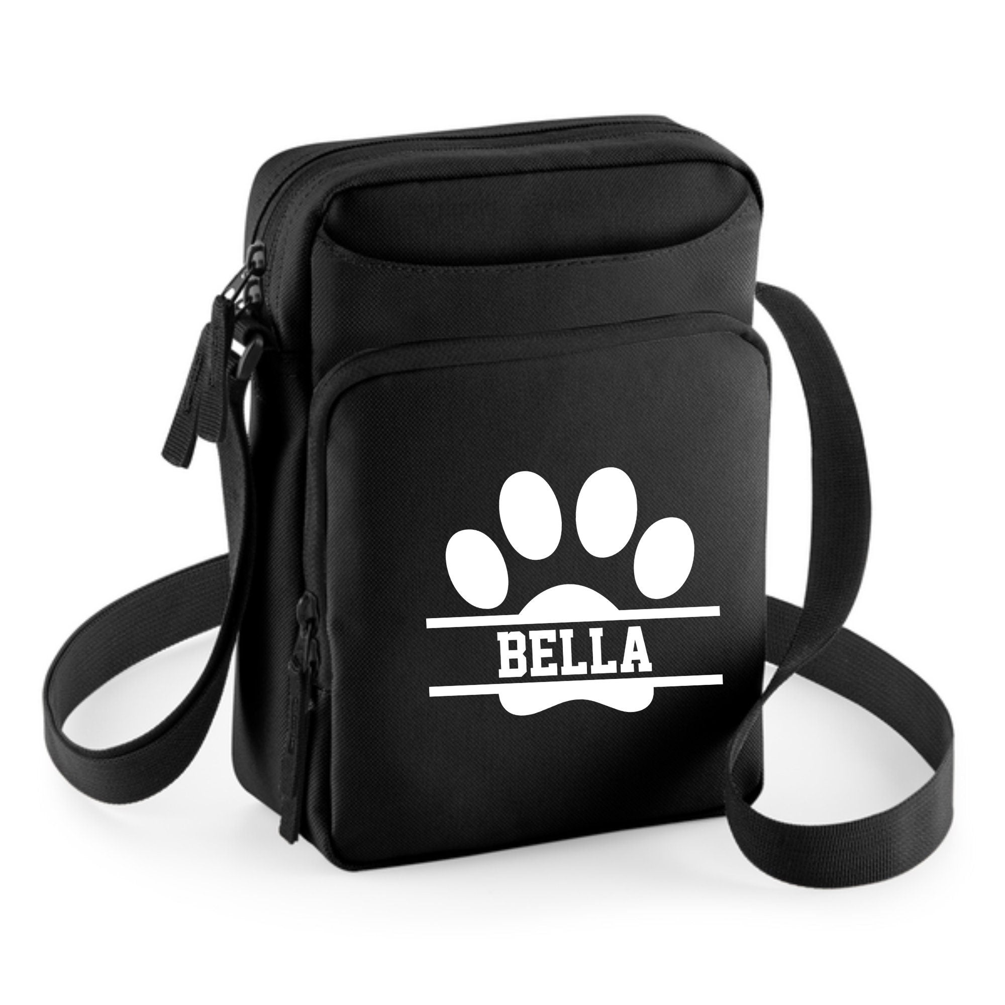 a black bag with a paw print on it