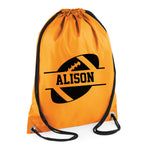 Load image into Gallery viewer, Personalised Name Drawstring American Football Bag SPLIT Design
