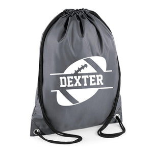 Personalised Name Drawstring American Football Bag SPLIT Design