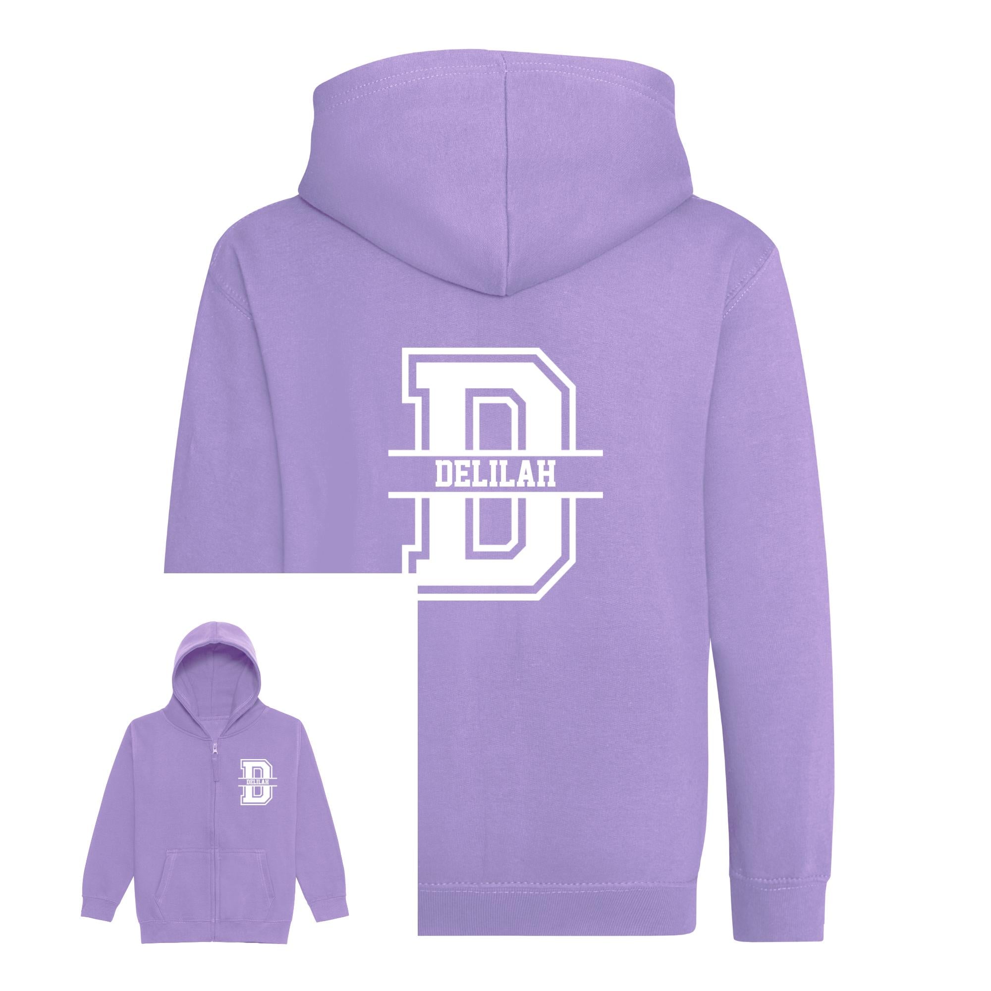 Kids Personalised Zip Up Hoodie with Name & Initial