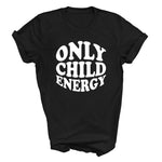 Load image into Gallery viewer, Black Only Child Energy T-shirt with white retro print

