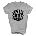 Load image into Gallery viewer, Sport Grey Only Child Energy T-shirt with black retro print

