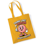 Load image into Gallery viewer, Think Like a Proton cotton tote bag in mustard
