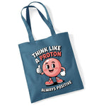 Load image into Gallery viewer, Think Like a Proton cotton tote bag in airforce blue
