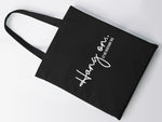 Load image into Gallery viewer, Hang On Let Me Overthink This cotton tote bag in black

