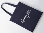 Load image into Gallery viewer, Hang On Let Me Overthink This cotton tote bag in navy

