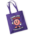 Load image into Gallery viewer, Think Like a Proton cotton tote bag in purple
