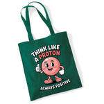 Load image into Gallery viewer, Think Like a Proton cotton tote bag in bottle green
