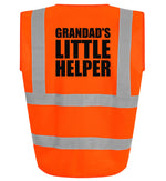 Load image into Gallery viewer, Orange Grandad's Little Helper kids hi vis vest with black text

