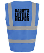 Load image into Gallery viewer, Daddy’s Little Helper Kids Hi Viz Vest – royal blue with black text
