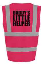 Load image into Gallery viewer, Daddy’s Little Helper Kids Hi Viz Vest – pink with black text
