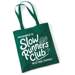 Load image into Gallery viewer, Slow Runners Club cotton tote bag in bottle green
