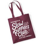 Load image into Gallery viewer, Slow Runners Club cotton tote bag in burgundy
