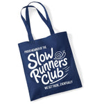 Load image into Gallery viewer, Slow Runners Club cotton tote bag in navy
