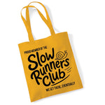 Load image into Gallery viewer, Slow Runners Club cotton tote bag in mustard
