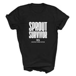 Load image into Gallery viewer, Sprout Survivor 2026 Christmas T-shirt in black, flat lay
