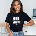 Load image into Gallery viewer, Sprout Survivor 2026 Christmas T-shirt in black, alternative view

