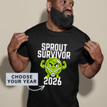 Load image into Gallery viewer, Sprout Survivor 2026 Brussels Sprout Christmas T-shirt in black
