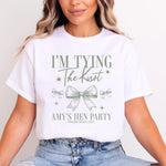 Load image into Gallery viewer, Personalised Hen Party T shirts Tying The Knot Bridal Party Shirts (Sage)
