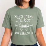 Load image into Gallery viewer, Personalised Hen Party T shirts Tying The Knot Bridal Party Shirts (Sage)

