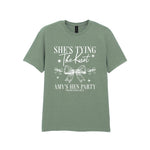 Load image into Gallery viewer, Personalised Hen Party T shirts Tying The Knot Bridal Party Shirts (Sage)

