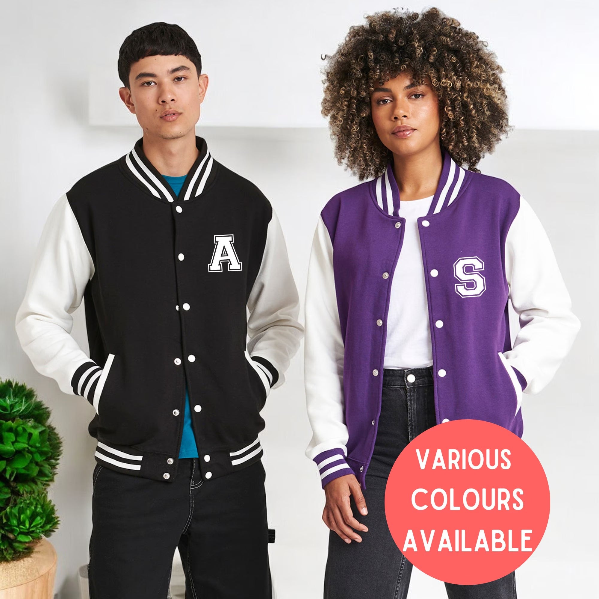 Personalised Initials Unisex Adult Varsity Jacket Custom Monogram College Jacket
