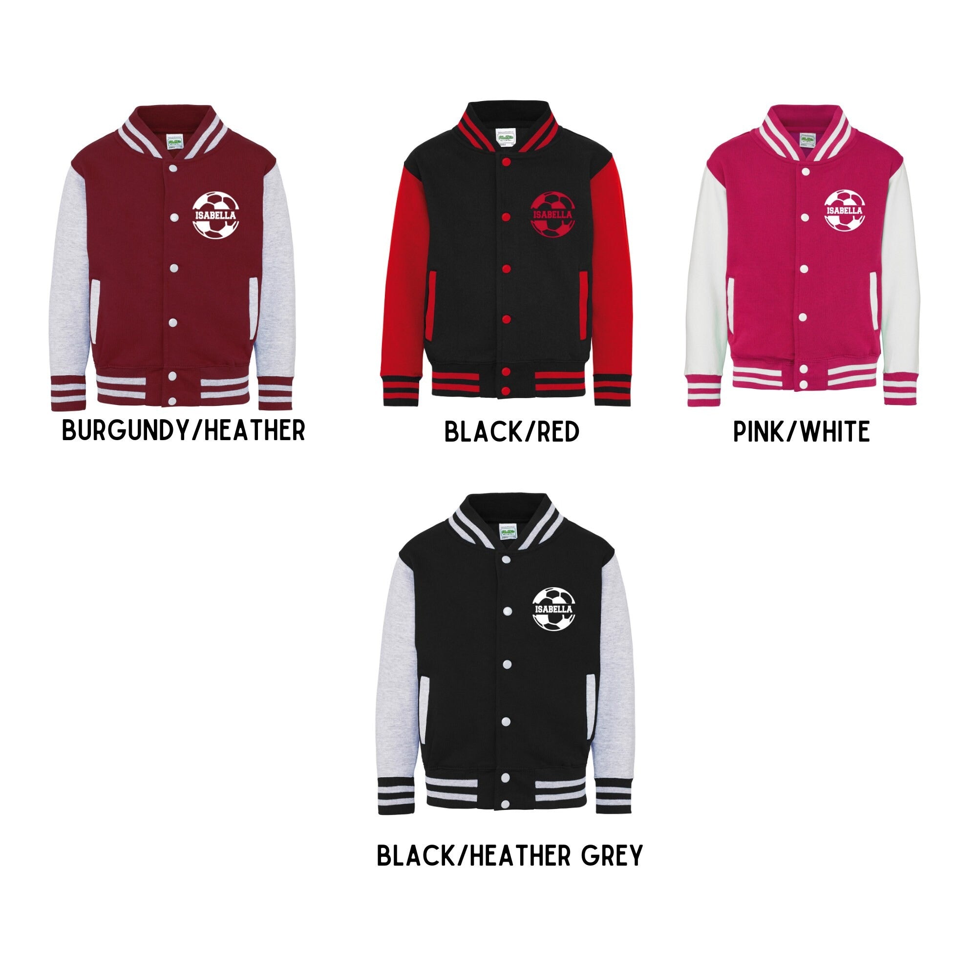 Kids Personalised Name Football Soccer Varsity Letterman Jacket