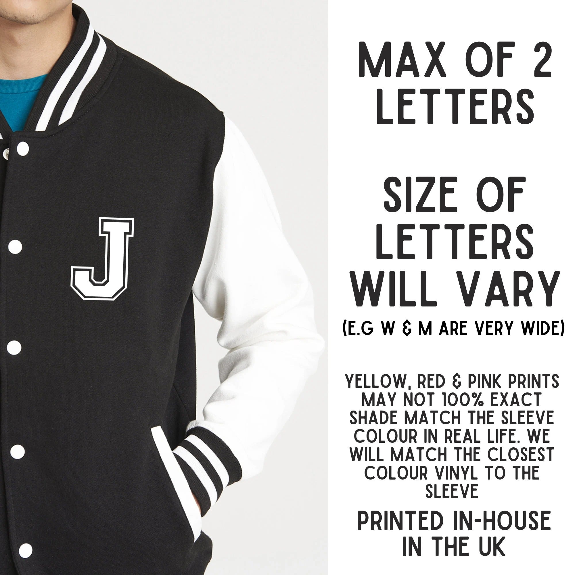 Personalised Initials Unisex Adult Varsity Jacket Custom Monogram College Jacket